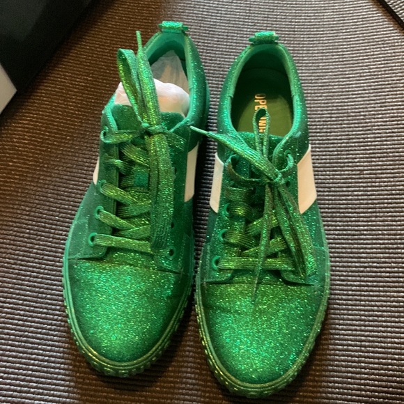 Opening Ceremony Green Glitter Tennis Shies Sneakers Worn Once 39 US 8.5 - Picture 2 of 7